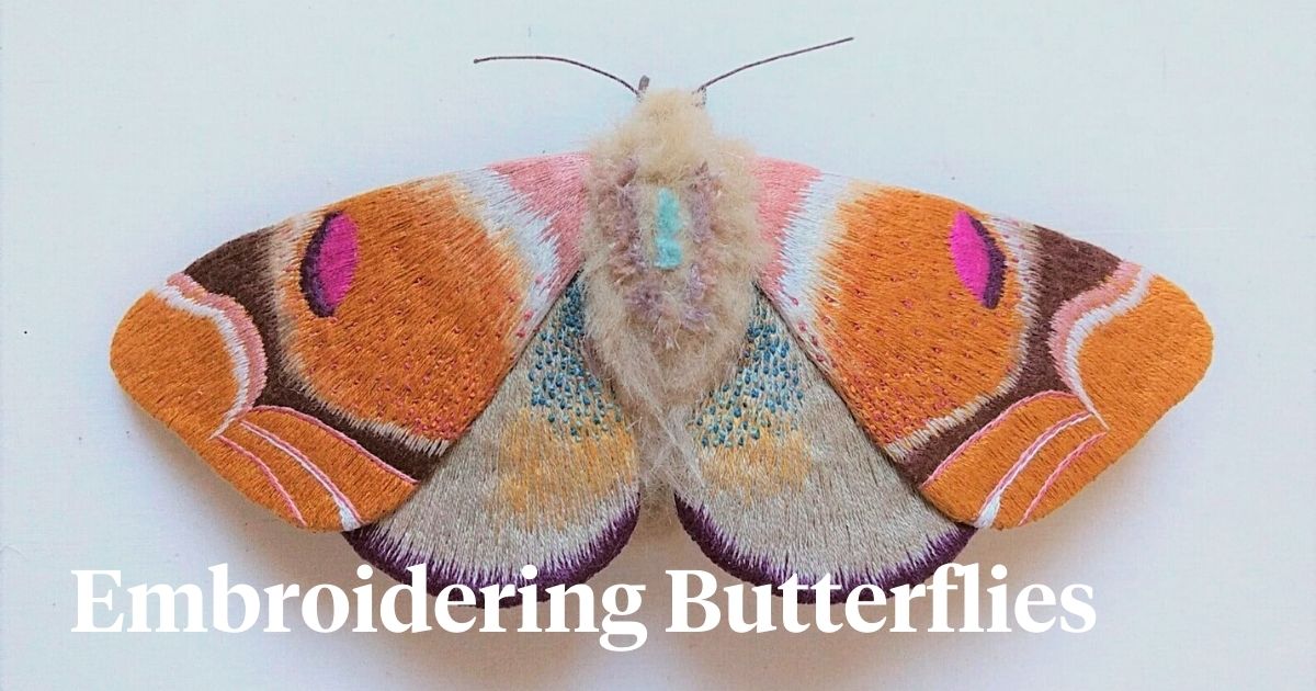 Embroidering butterflies header