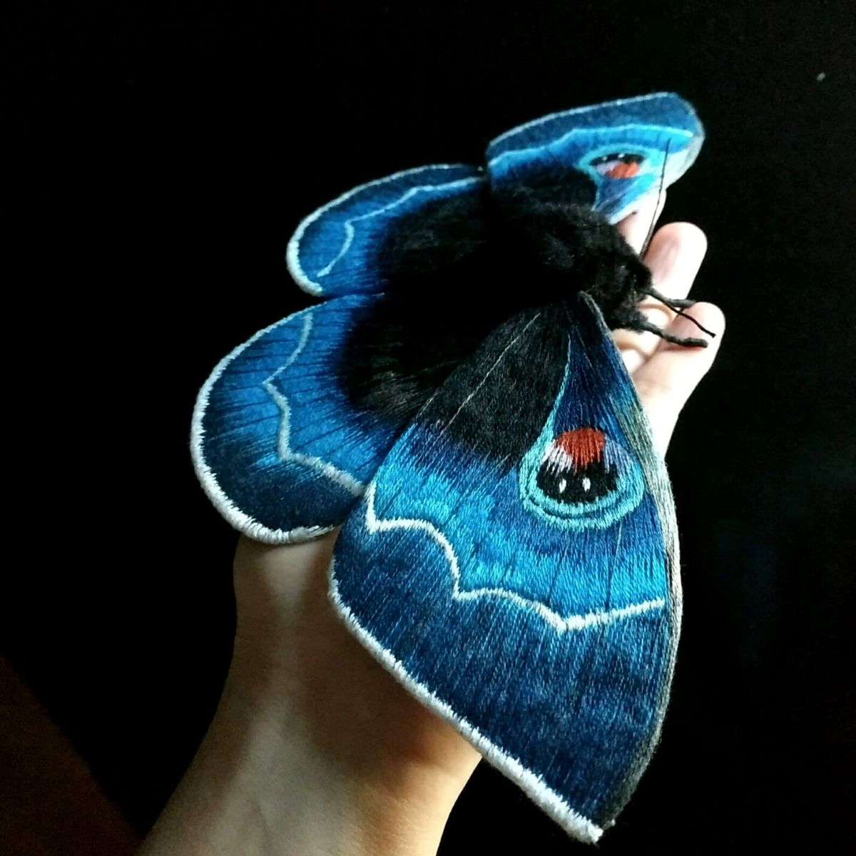 Blue butterfly completely embroidered