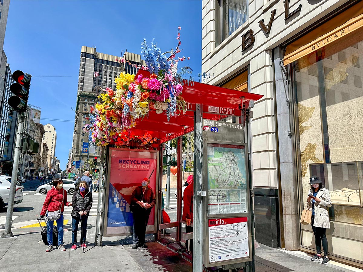 Union Square in Bloom Geary Stockton Bus Stop