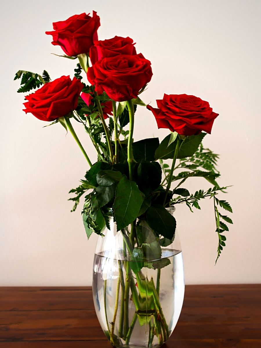 Red Roses in a Vase for the National Red Rose Day