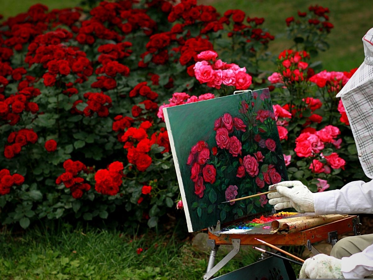 A painting of red roses for National Red Rose Day