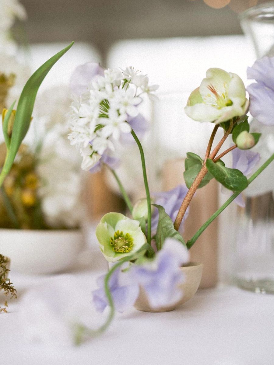 Delicate flowers for center table