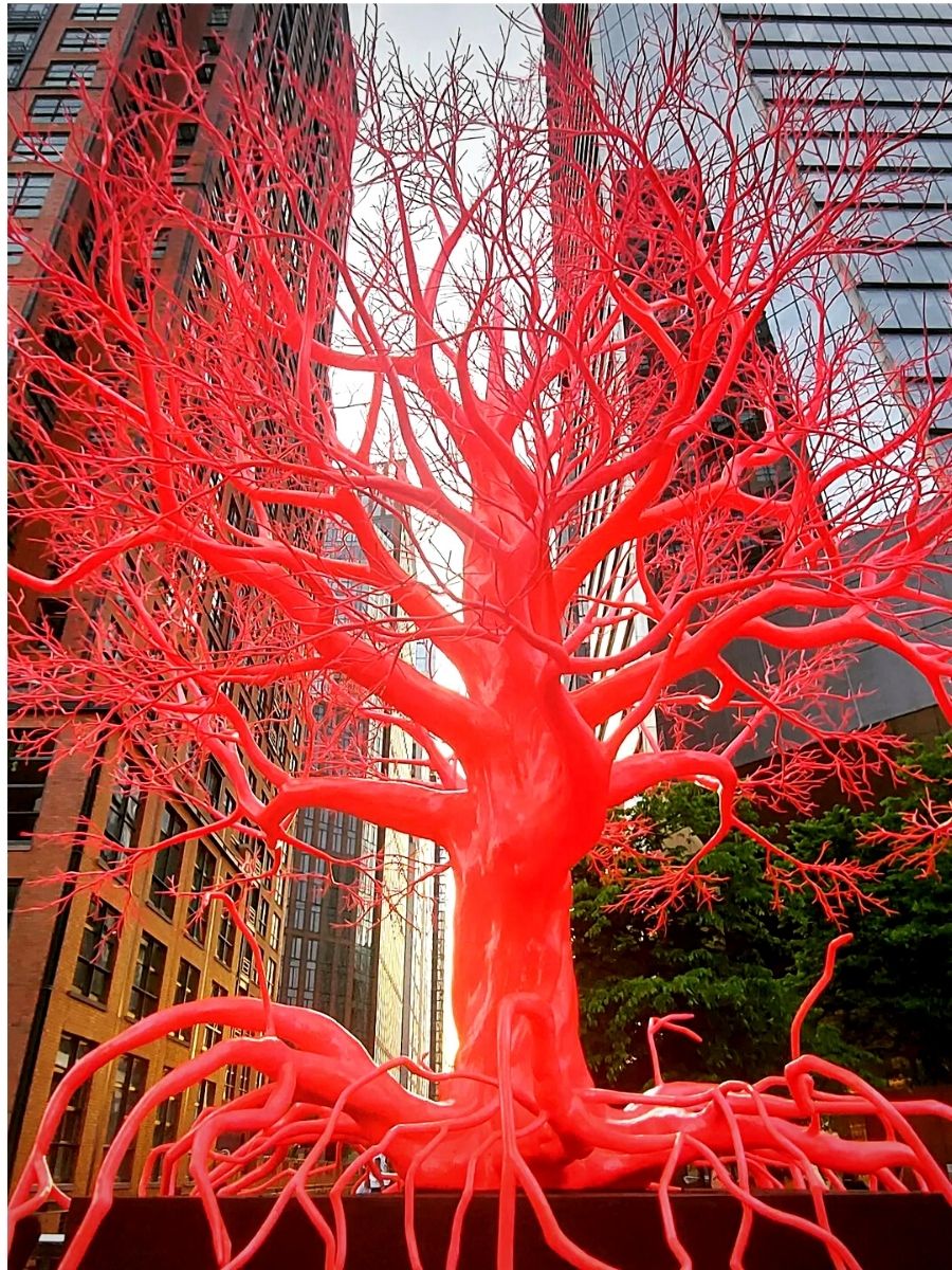 Pamela Rosenkranz’s Lucent Pink Old Tree Artwork in New York