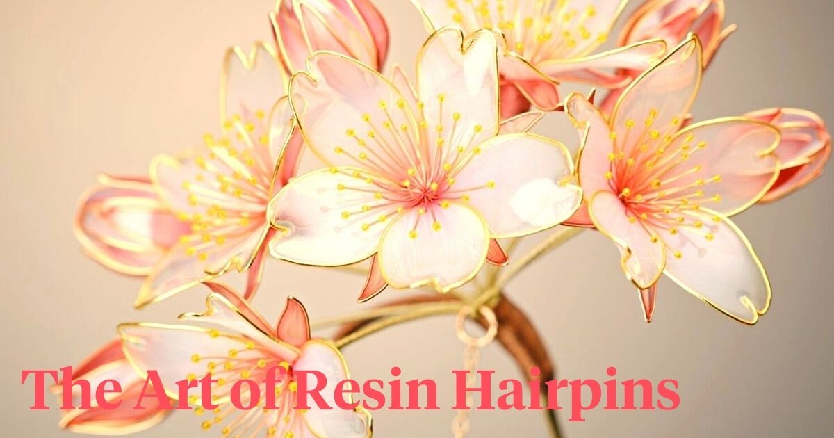 Set of resin flower hairpins