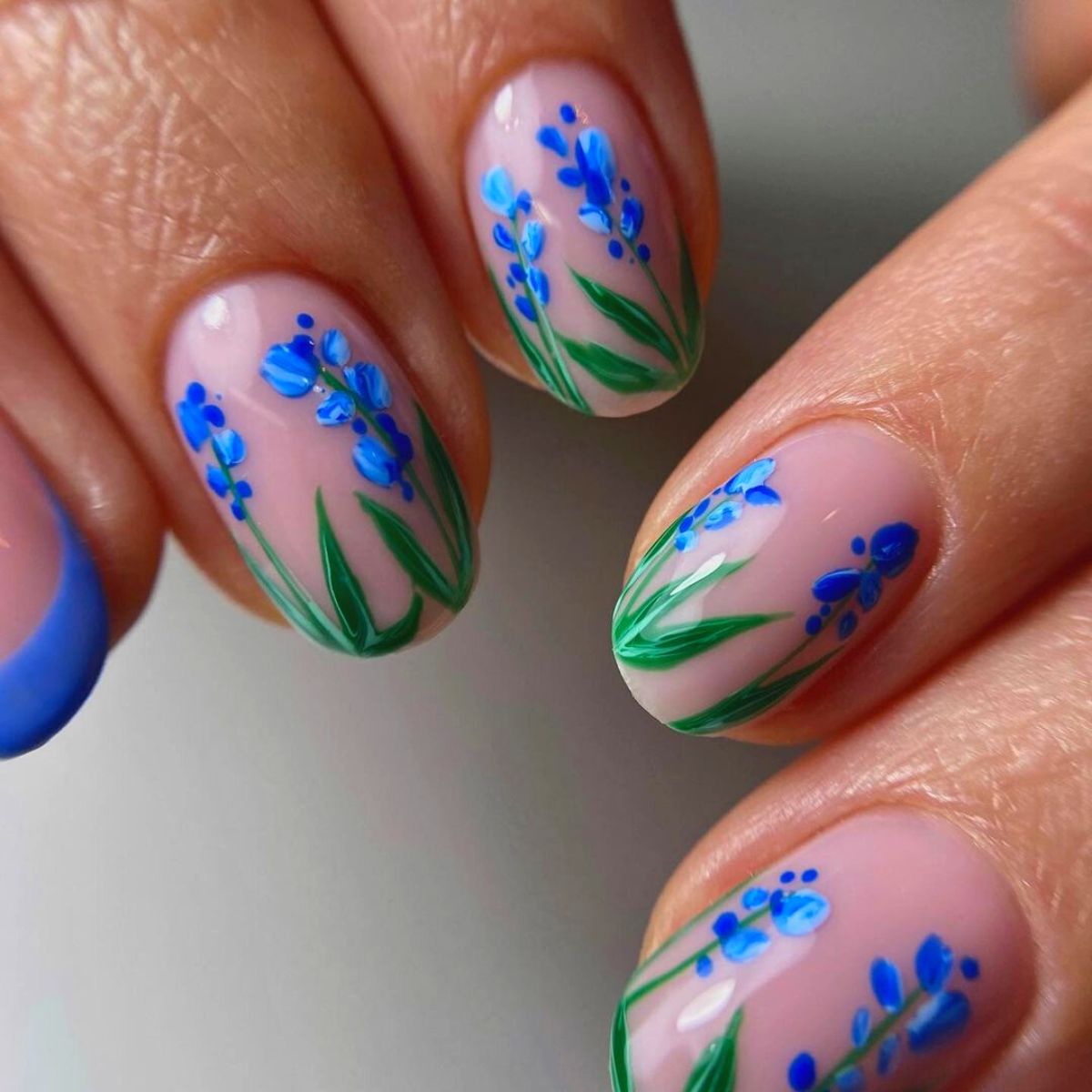 Bluebells on nails is a perfect floral option