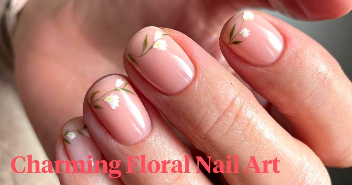 Delicate white flowers floral nail art
