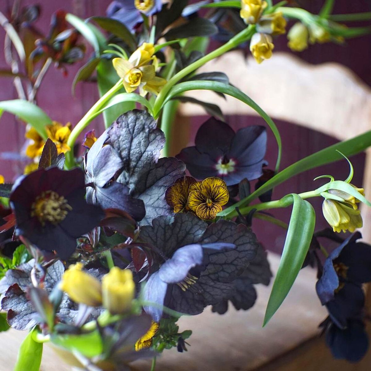 Flower design in darker tones by Emily Avenson