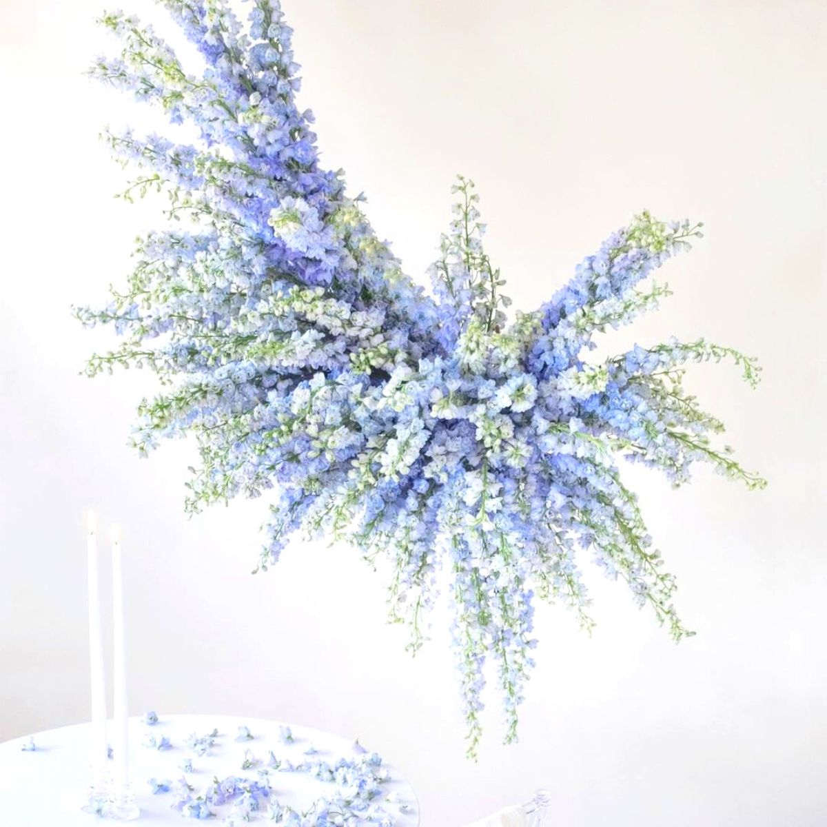 Hanging blue flower installation