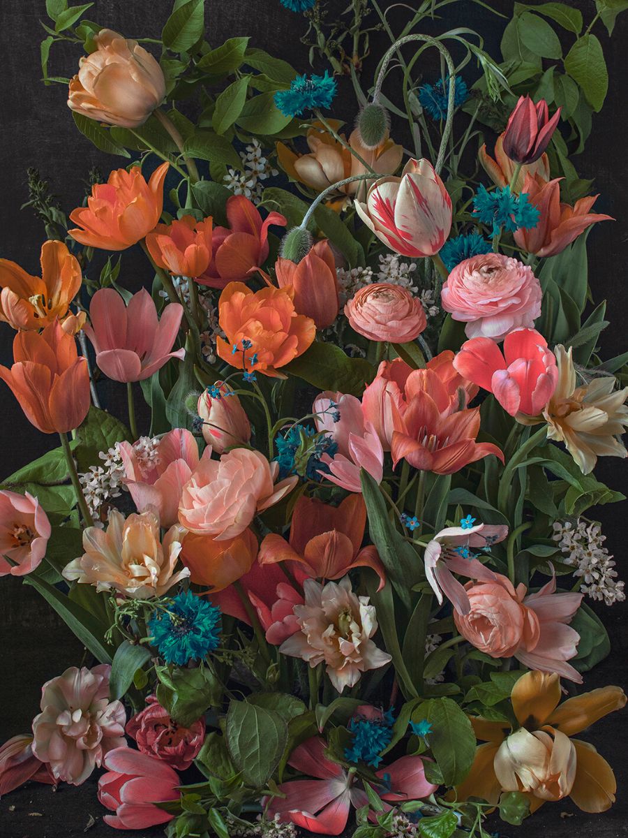Colorful work of art with flowers