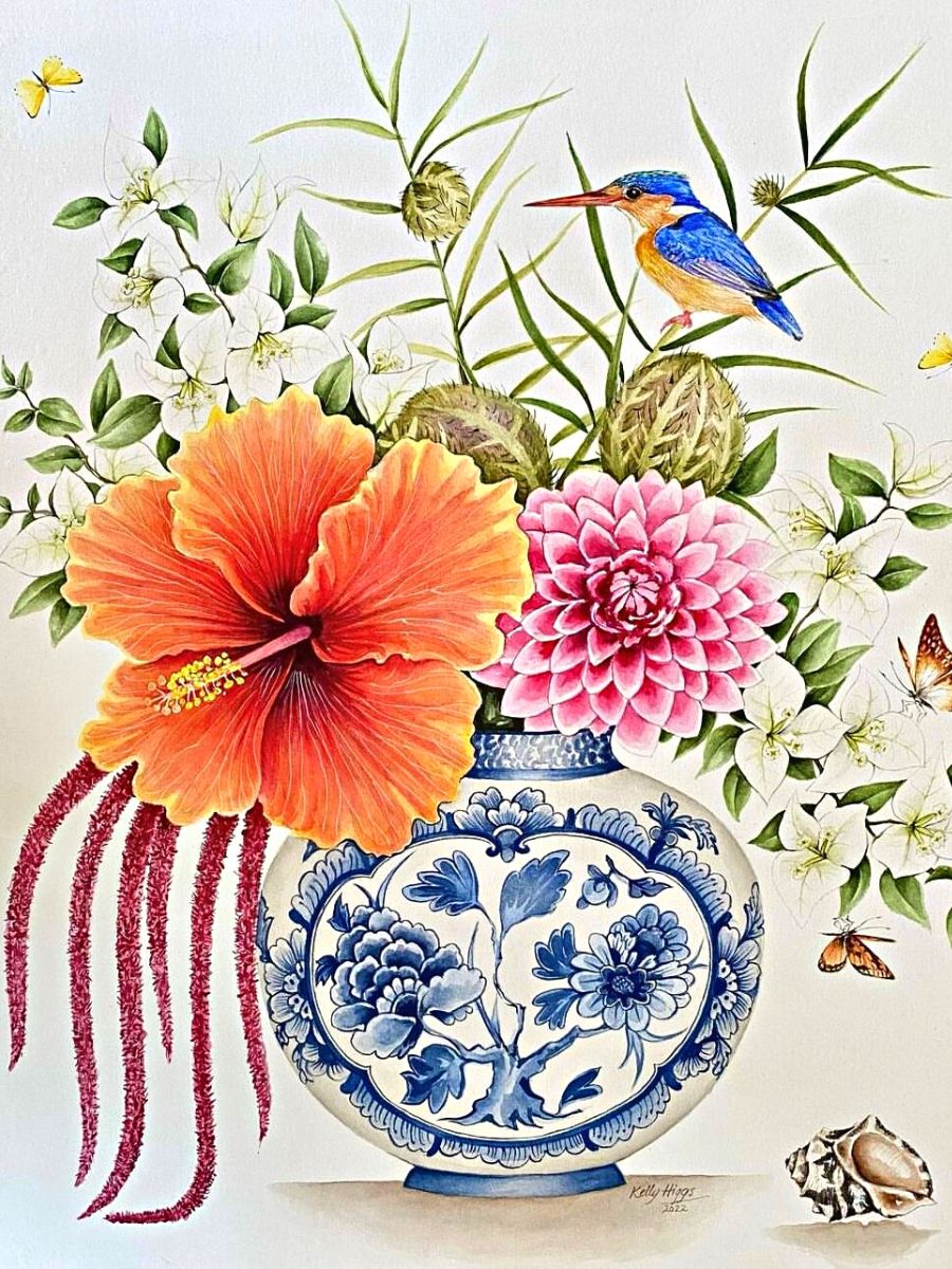 Spectacular botanical painting by Kelly Higgs