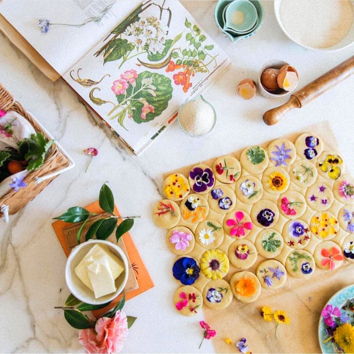 Loria Stern working on edible flower cookies