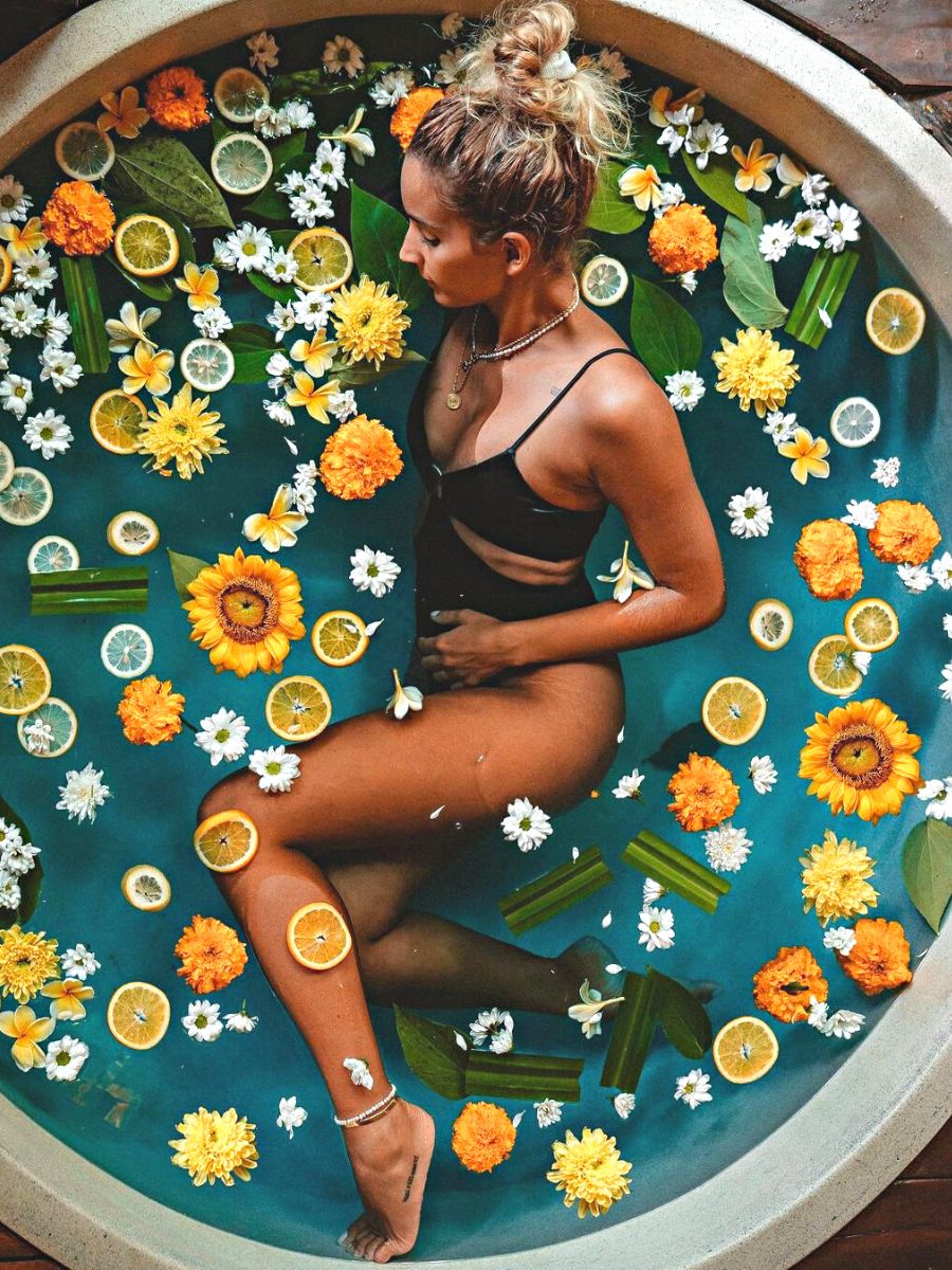 Sunflowers in a flower bath