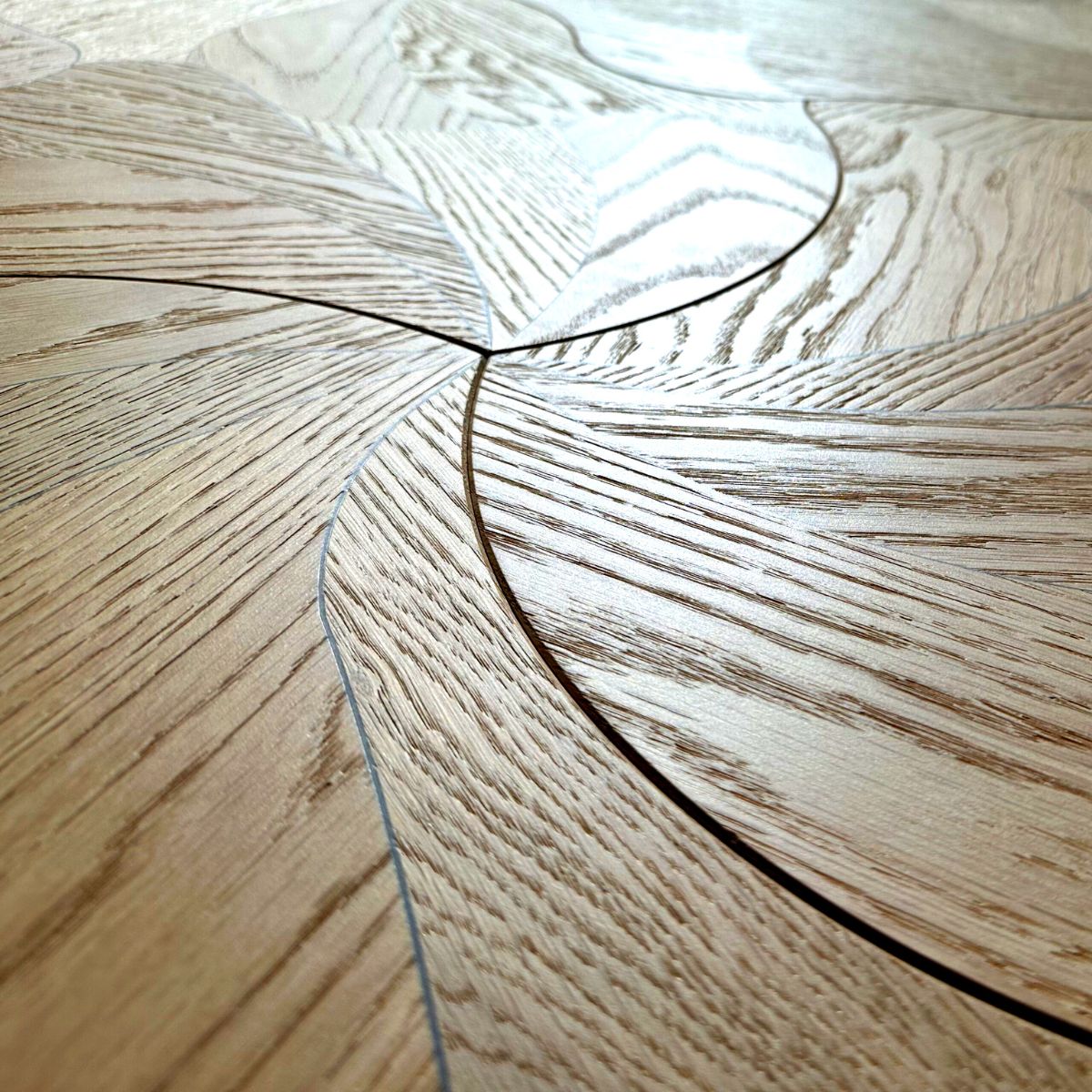 Detailed closeup of blooming wooden floor shape