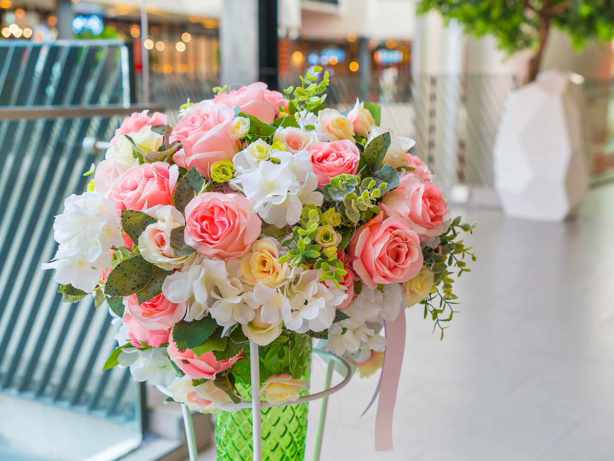 Pink and white office flower bouquet