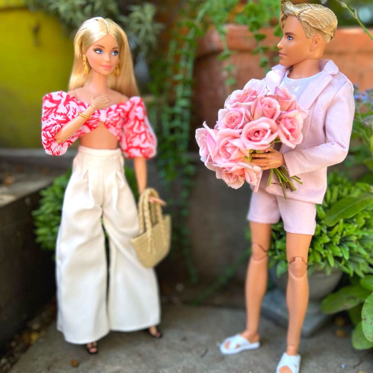 Barbie and Ken with roses