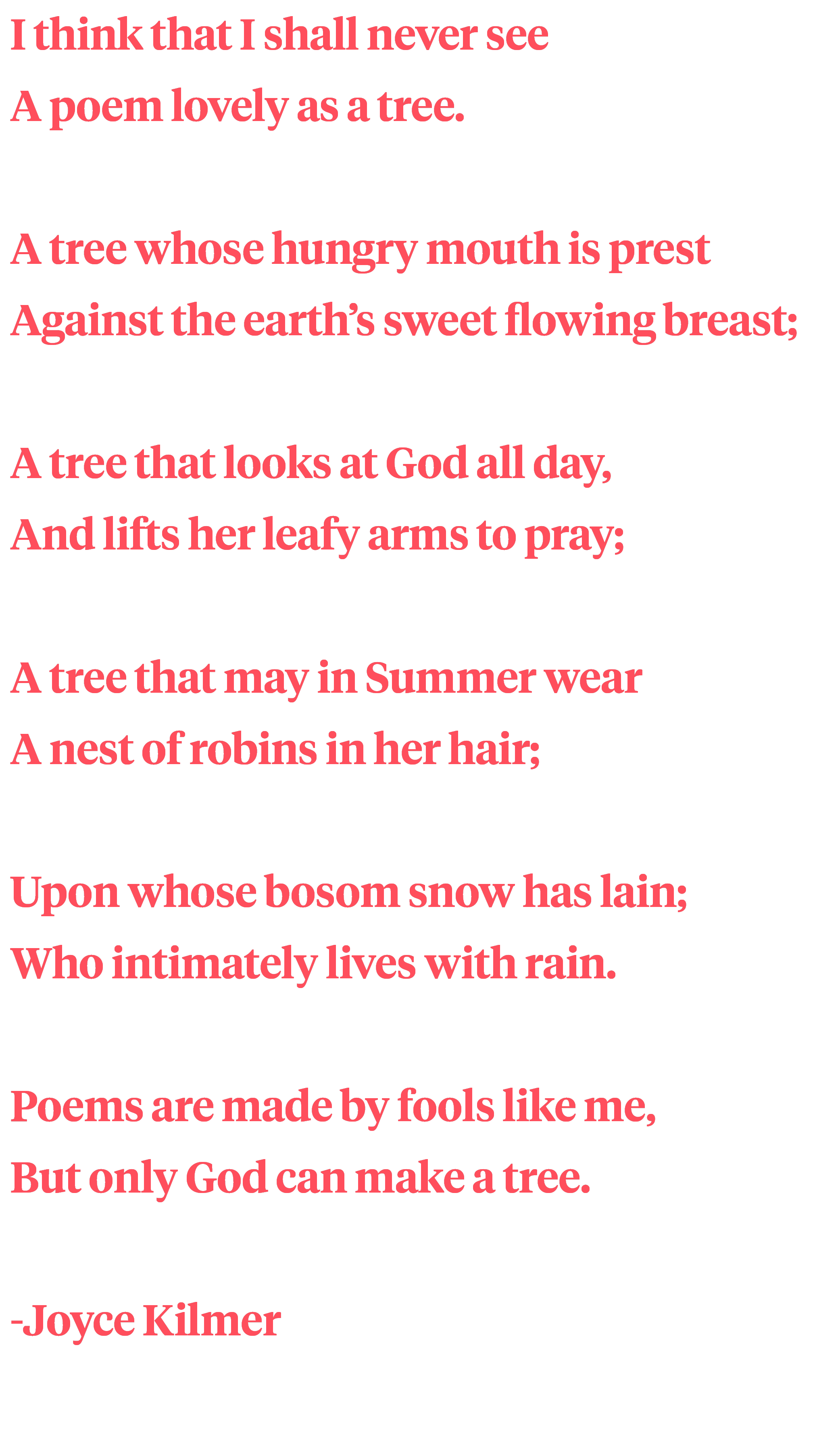 Trees - Poem by Joyce Kilmer