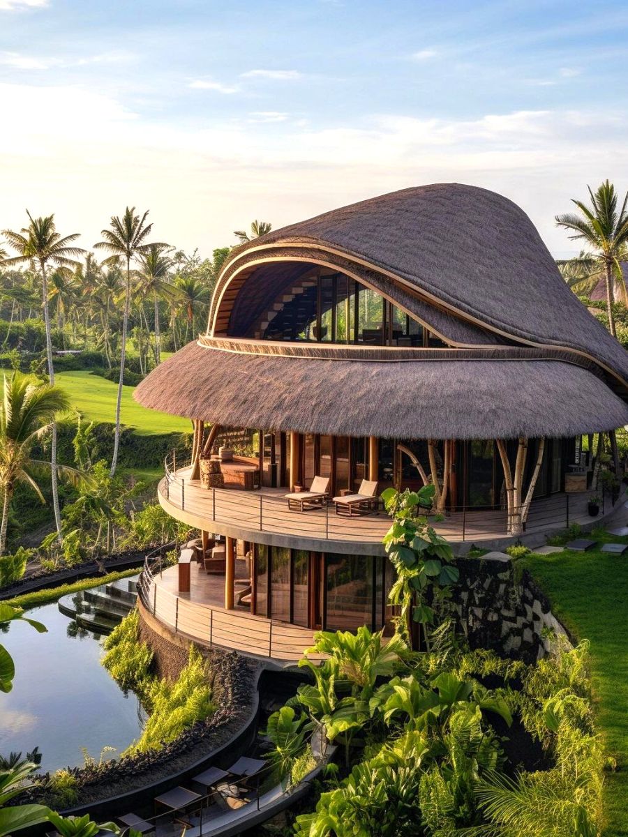 Giant house that uses bamboo in structures