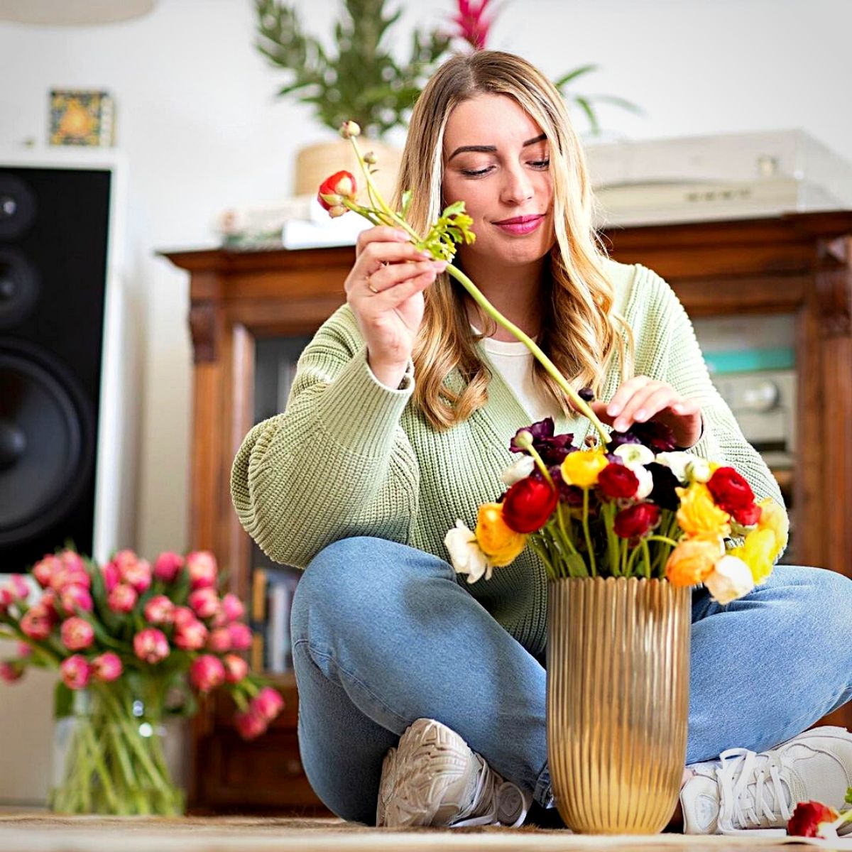 Flower Arranging with Fresh Flowers Holding Fresh Flowers in