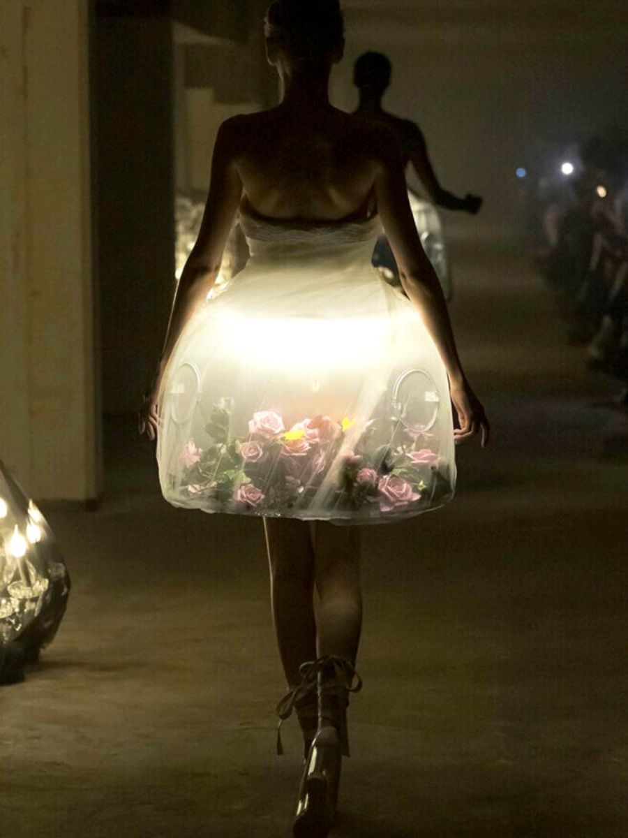 Undercover Glowing Flowers Inside Dresses at Paris Fashion Week