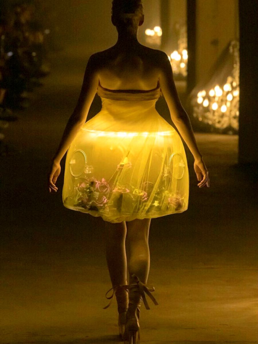 Undercover Glowing Flowers Inside Dresses at Paris Fashion Week