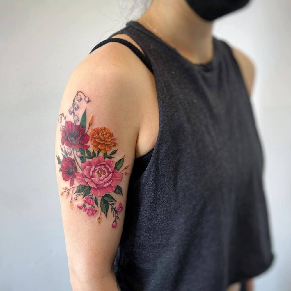 Marigold flower Tattoo