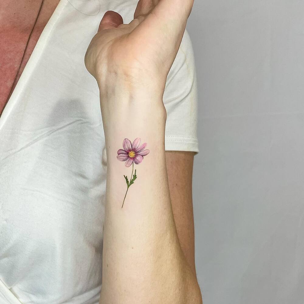 Cosmos flower tattoo