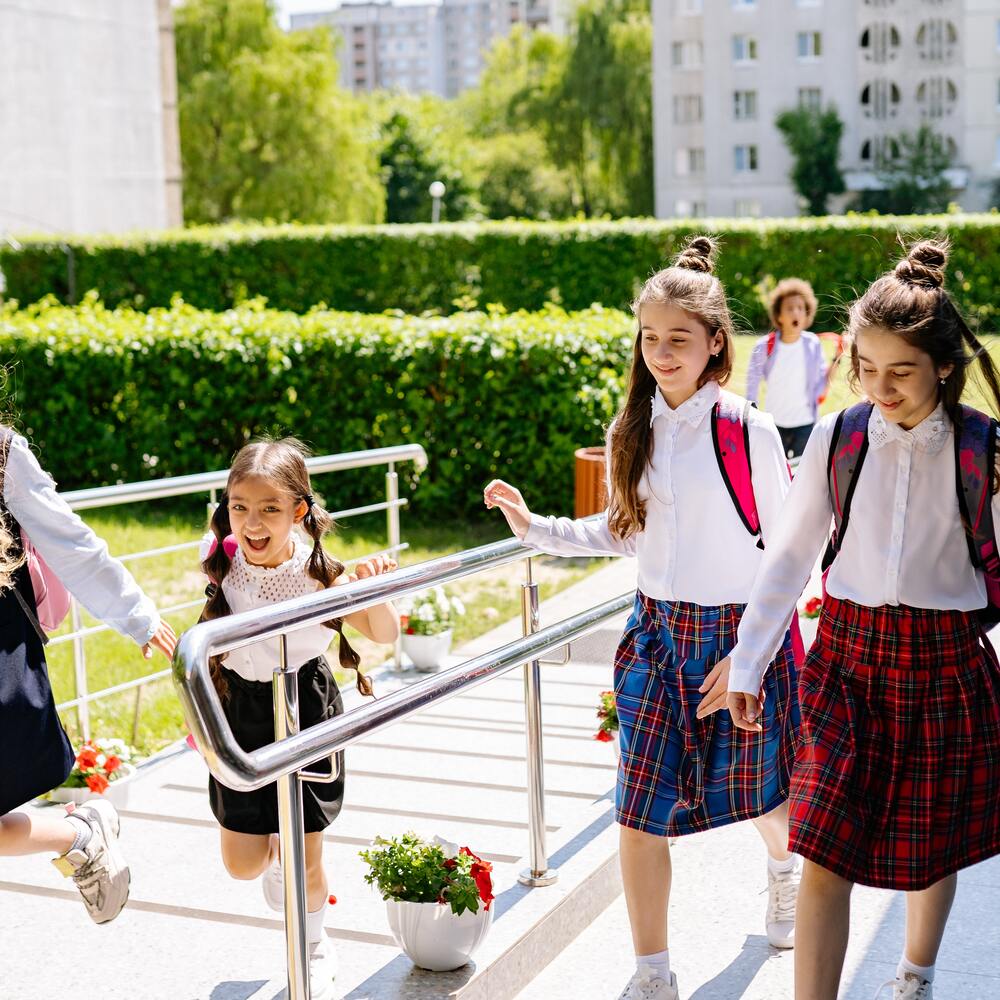 Kids walking school ground