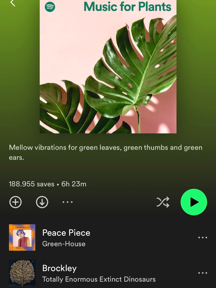 Music for plants Spotify playlist