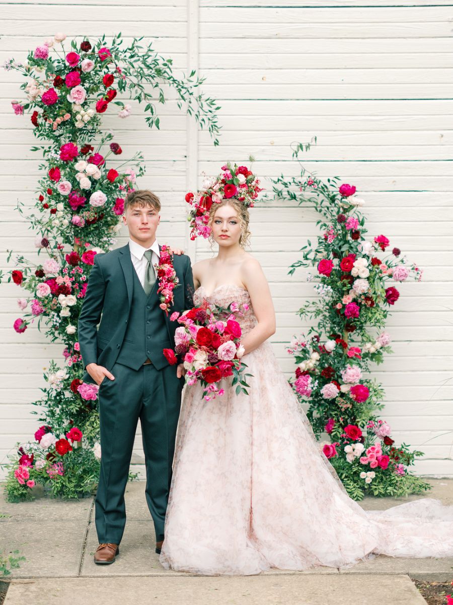 Wedding Backdrop With Garden Roses by Nancy Zimmerman