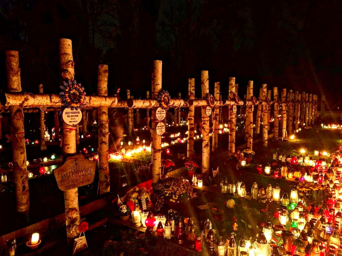 Candles lit for saints that have passed
