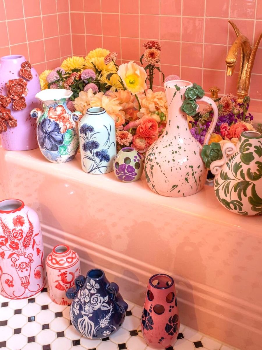 Floral ceramic vases by Vaisselle