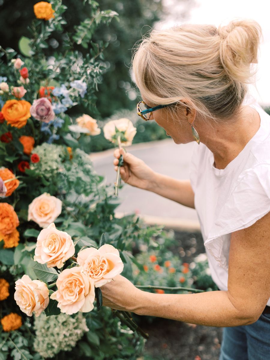 Arranging a floral arrangement with the Phoenix rose