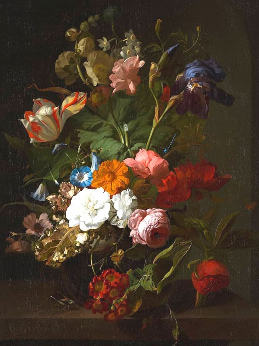 Flowers in a Glass Vase by Rachel Ruysch