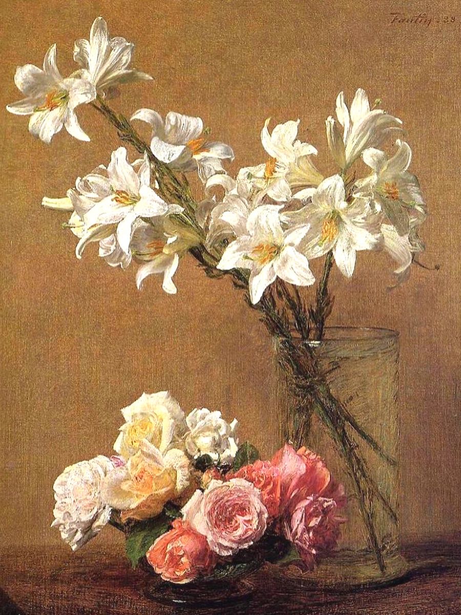 Roses and Lillies by Henri Fantin Latour Roses and Lillies by Henri Fantin Latour