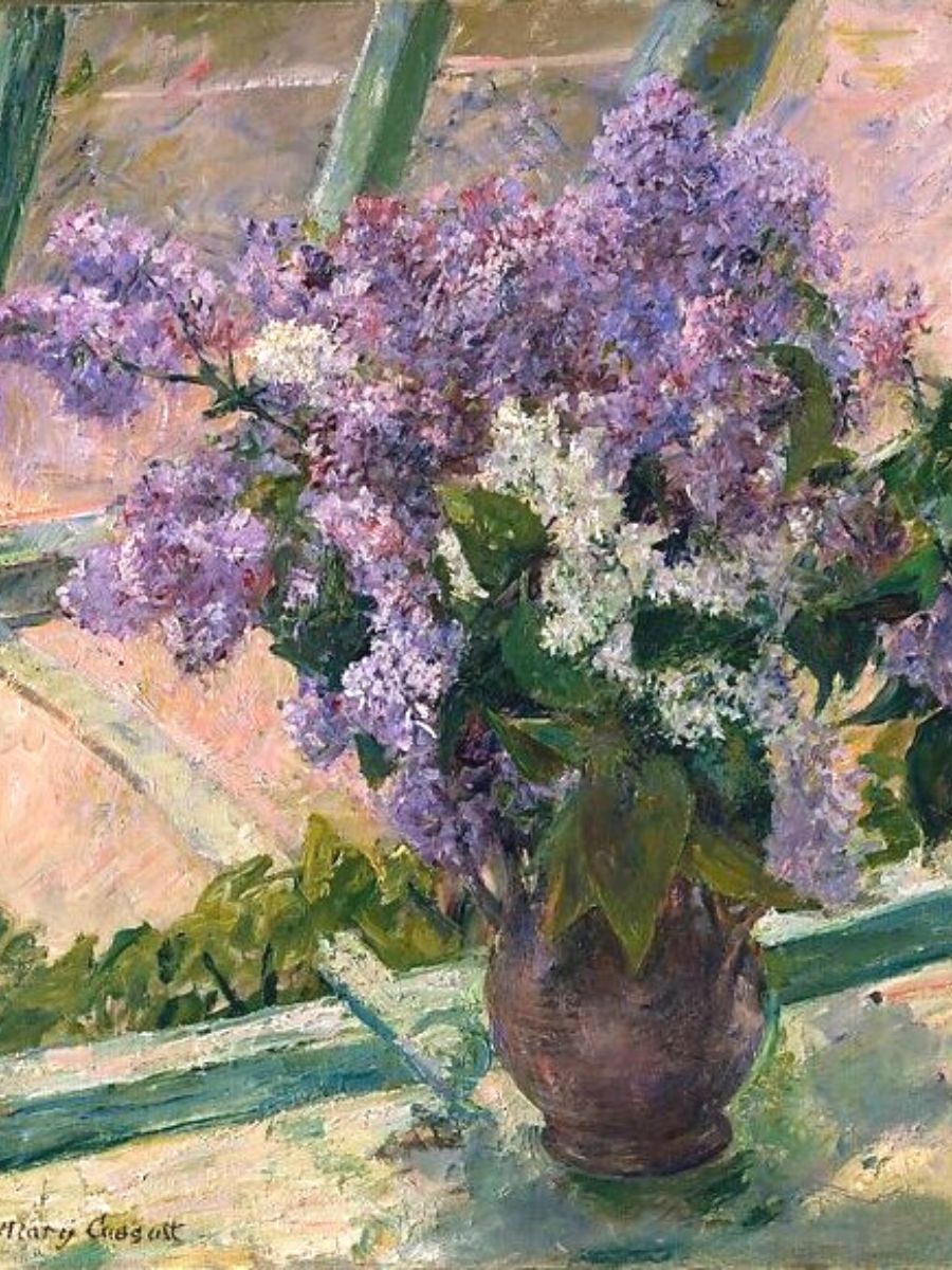 Lilacs in a Window by Mary Cassatt