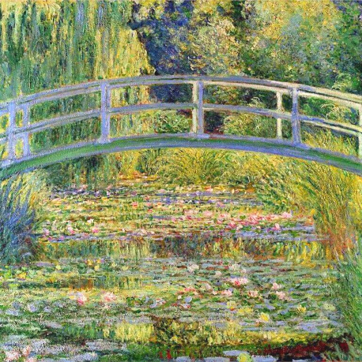 By the 1890s, Monet's financial woes had passed him by, and he was able to purchase Giverny - in fact, he had established some riches and was able to lavish his money on his own home and garden for the first time. It would result in a gorgeous and one-of-a-kind property, complete with the artist's most intriguing garden and its Water Lily Pond. Planning authorization was given in 1893, and he focused much of his attention in his efforts on the bridge. Up until 1897, he only painted roughly three pieces of the lily pond. 