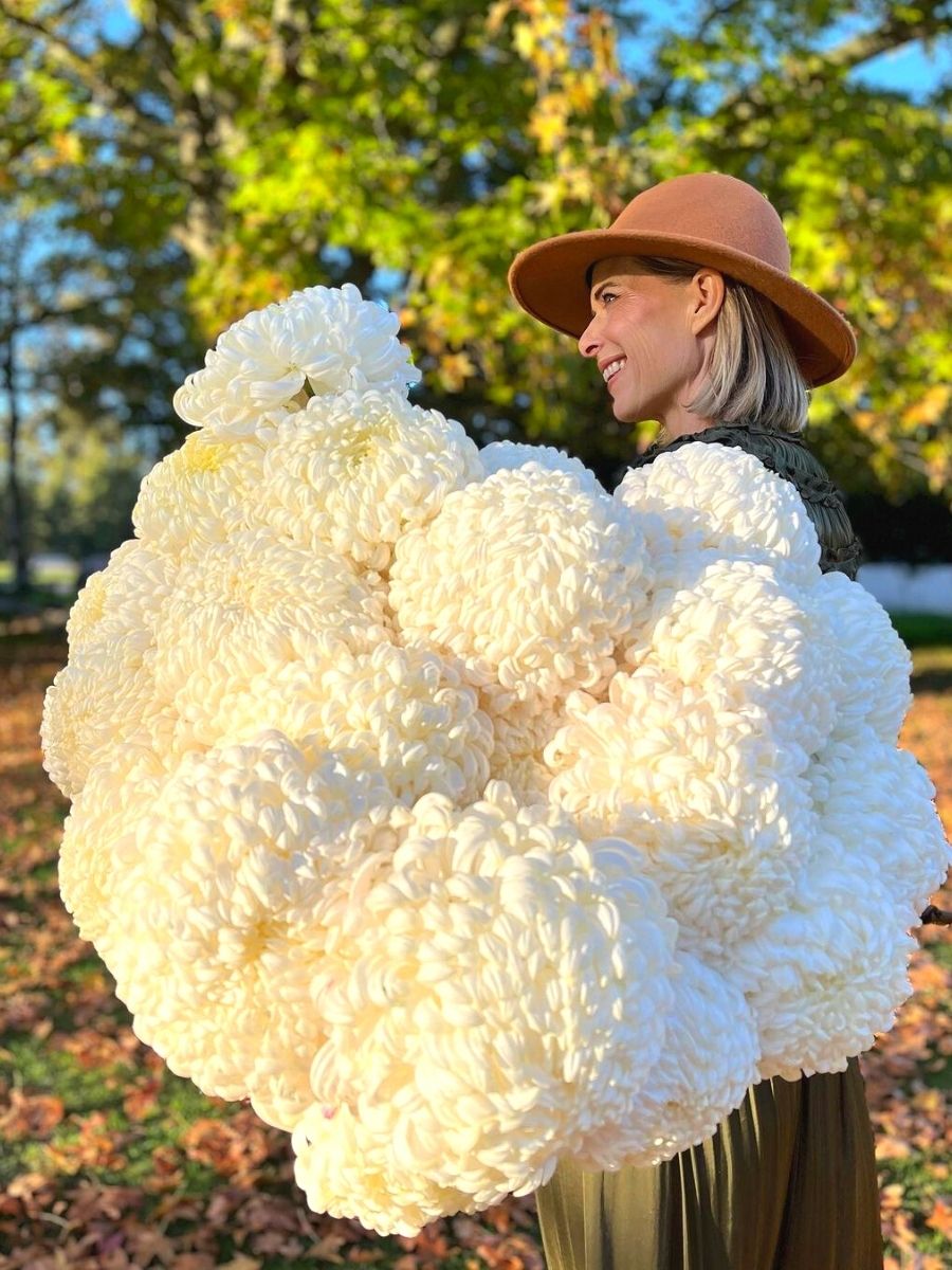 Enormous white mums by Adenes Farm Flowers