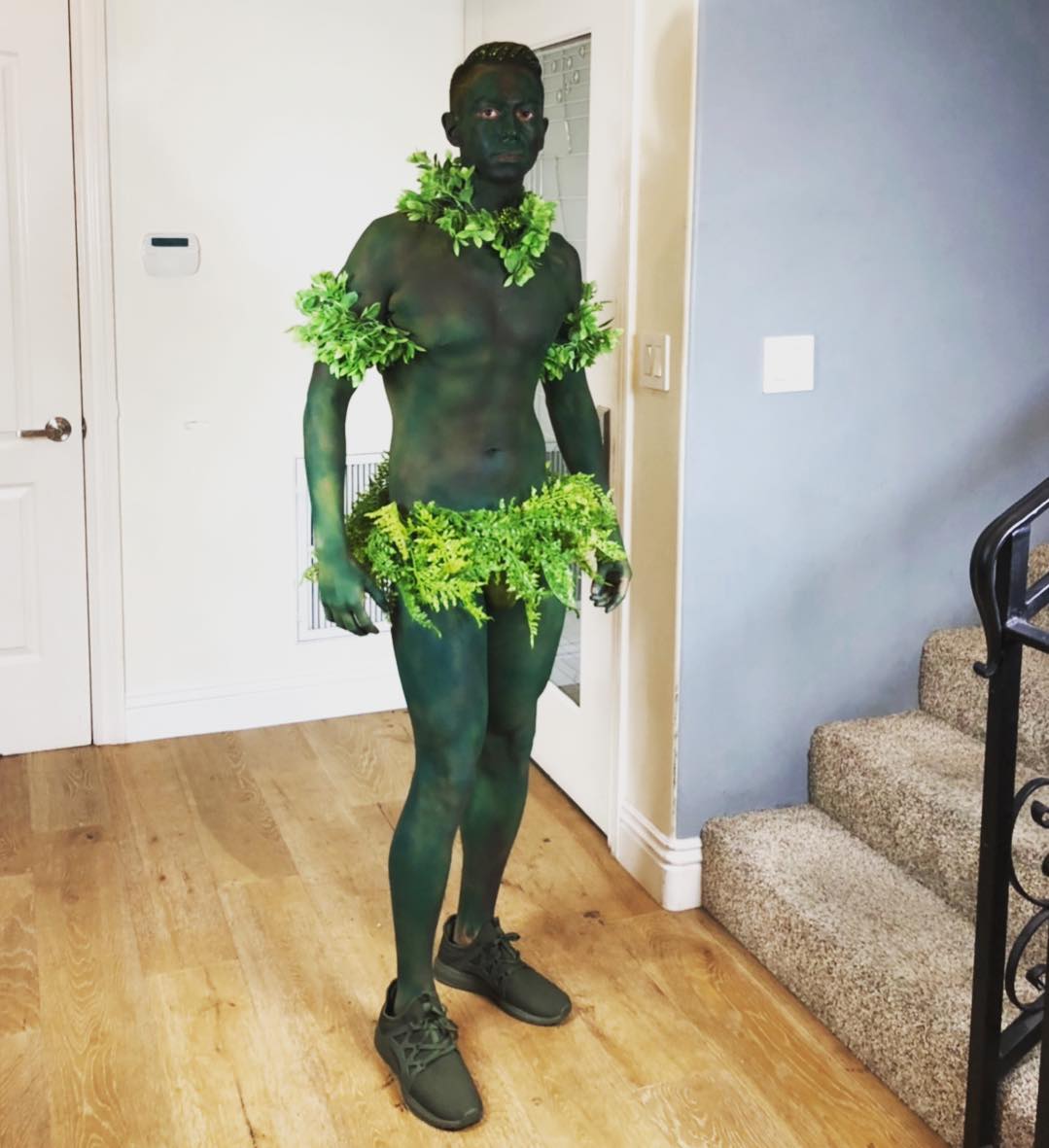 Man in plant costume for halloween