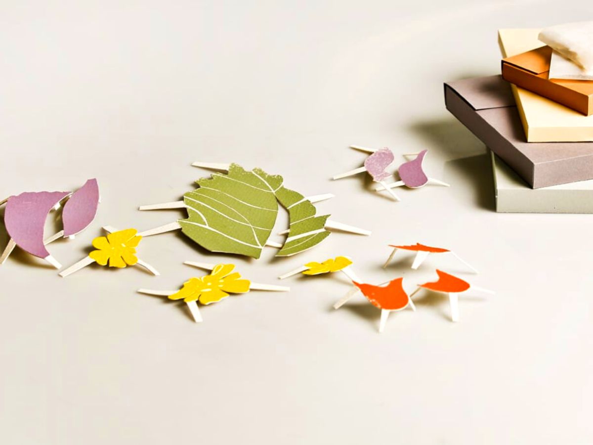 Built paper petals to put into hanging wall textile