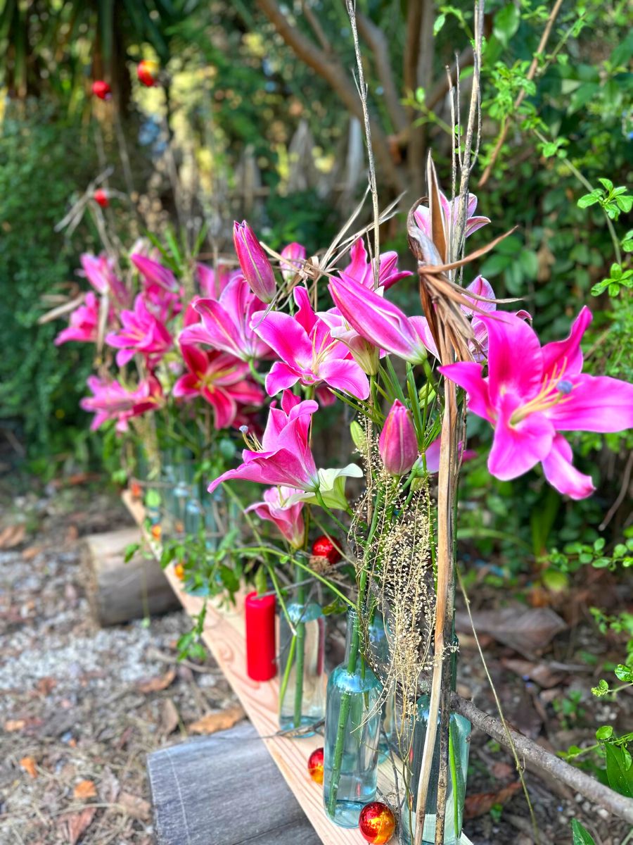 Carbonero pink lilies for a bright winter arrangement