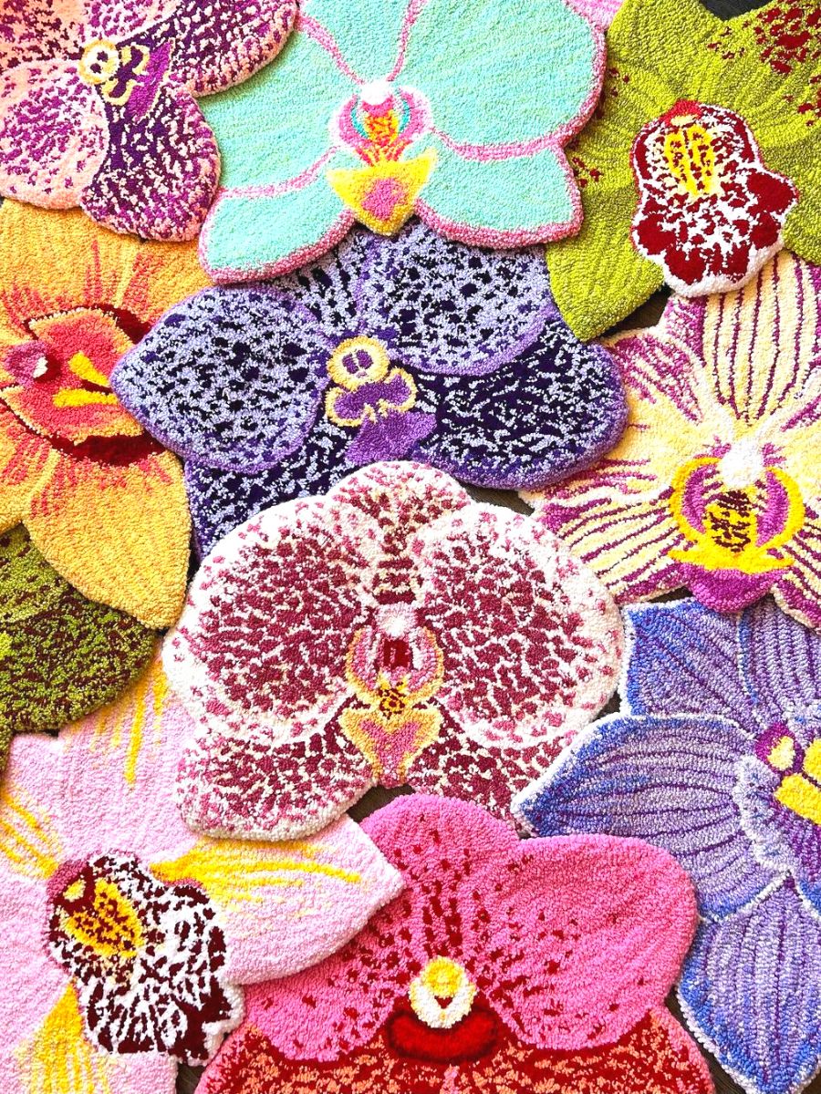 Vanda boat and moth orchid rugs