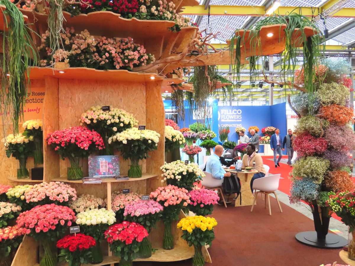 Sian Flowers booth filled with colorful blooms