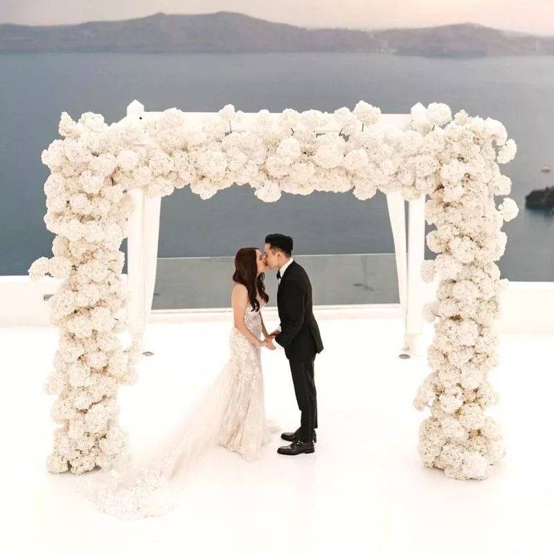 White hydrangeas at a wedding venue