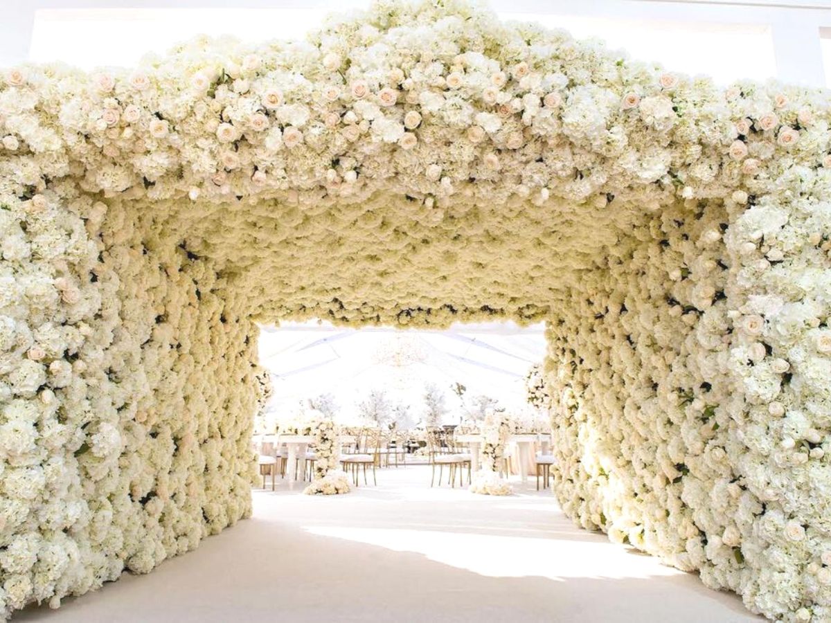 White rose flower tunnel