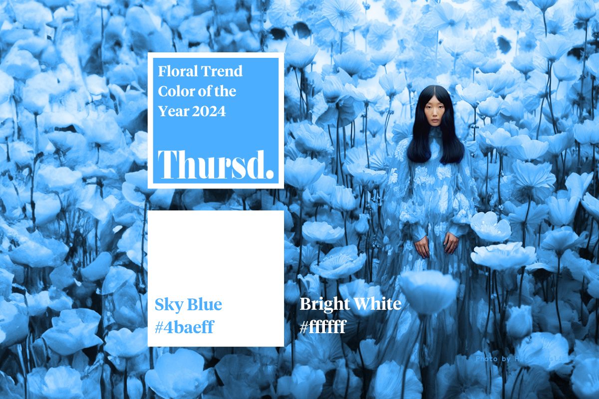 Floral Trend Color of the Year 2024 Sky Blue and Bright White