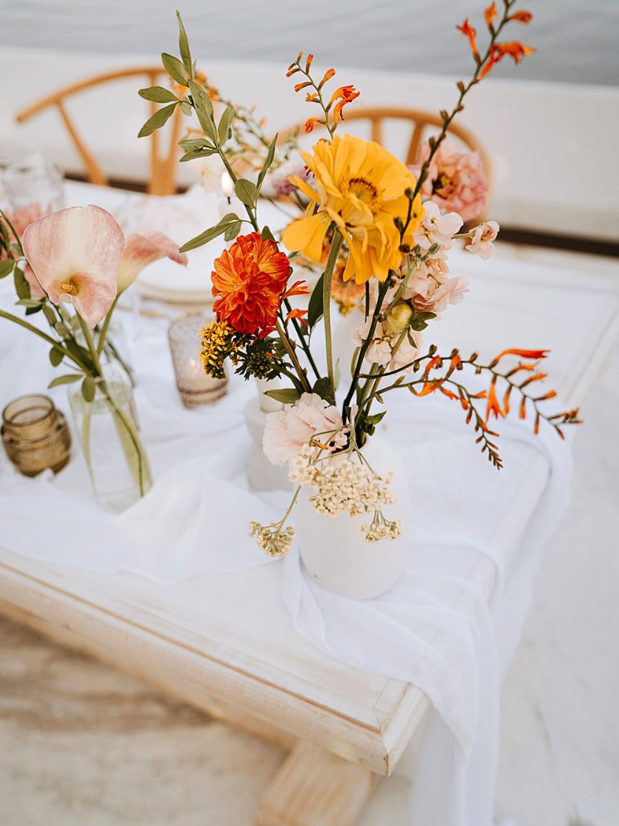 Orange and yellow flowers for table decoration