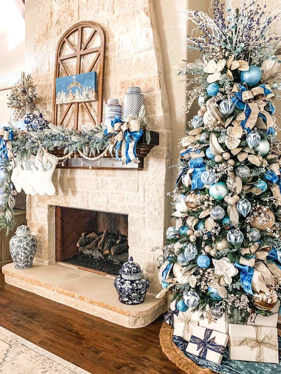 Sky blue and bright white Christmas trend