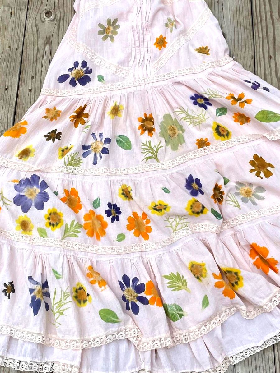 A dress with pressed flowers by Michelle Moore