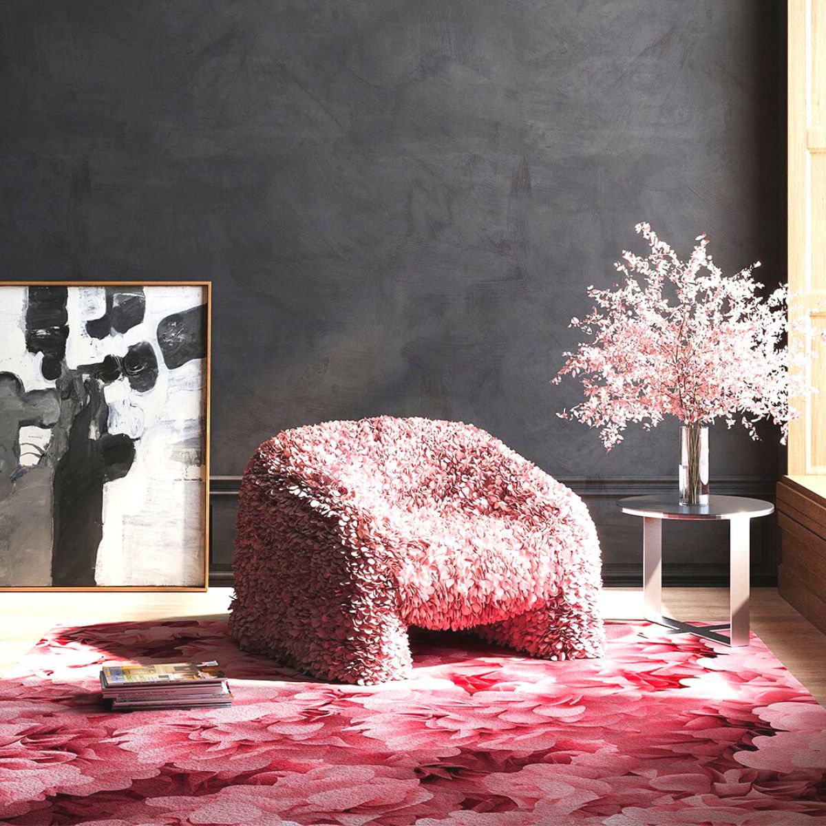 Pink hortensia chair by Andrés Reisinger sold at Moooi