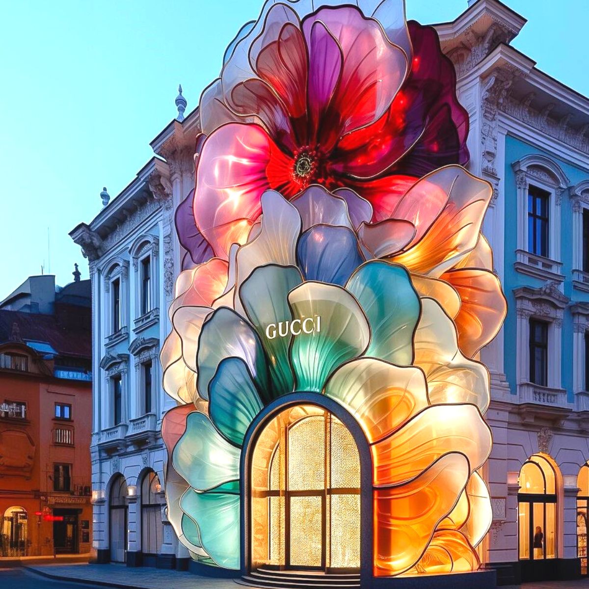 Enlightened floral facade using AI